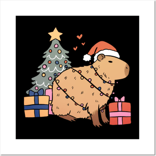 Cute christmas capybara Posters and Art